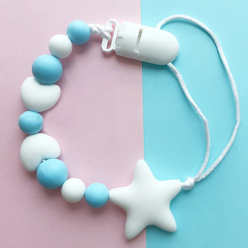 Silicone Teething Pacifier Clips Baby Chain Holder For Nipples Chew Toys | Мать и ребенок