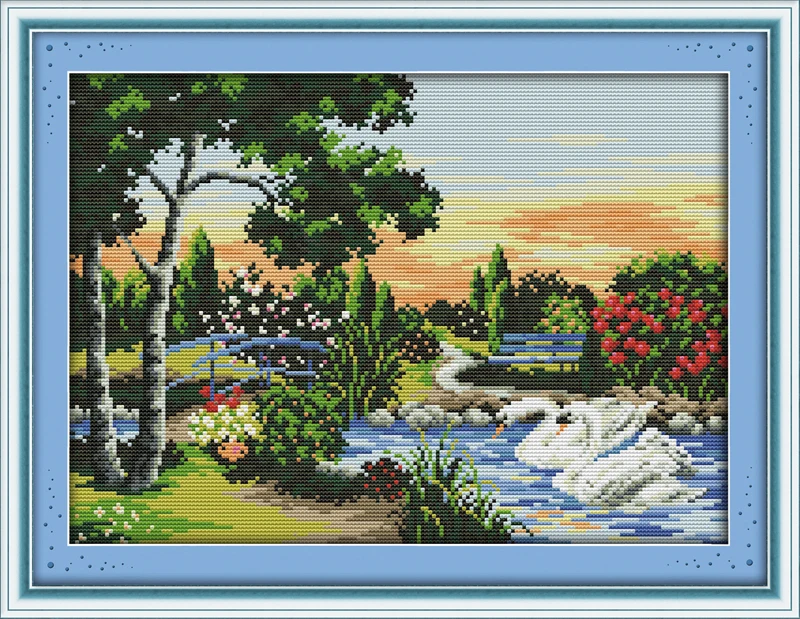 

Swan Lake (2) cross stitch kit 14ct 11ct count printed canvas stitching embroidery DIY handmade needlework