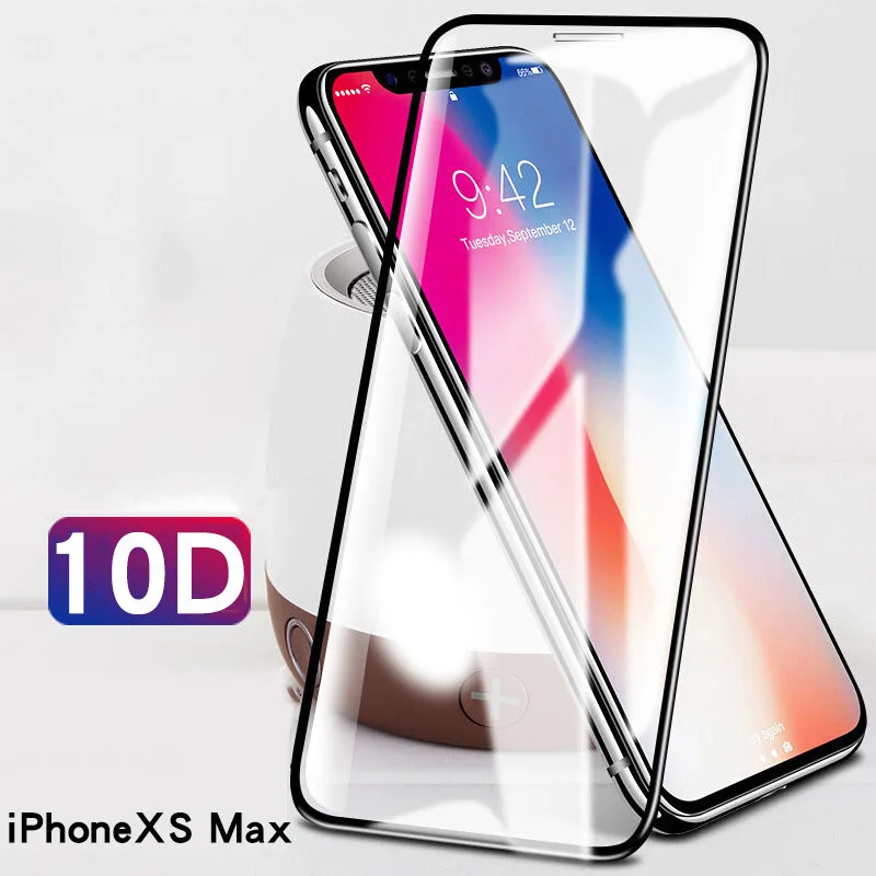 10D full cover tempered glass for iphone xs max x xr 6 6s 7 8 plus phone toughened membrane 6D | Мобильные телефоны и