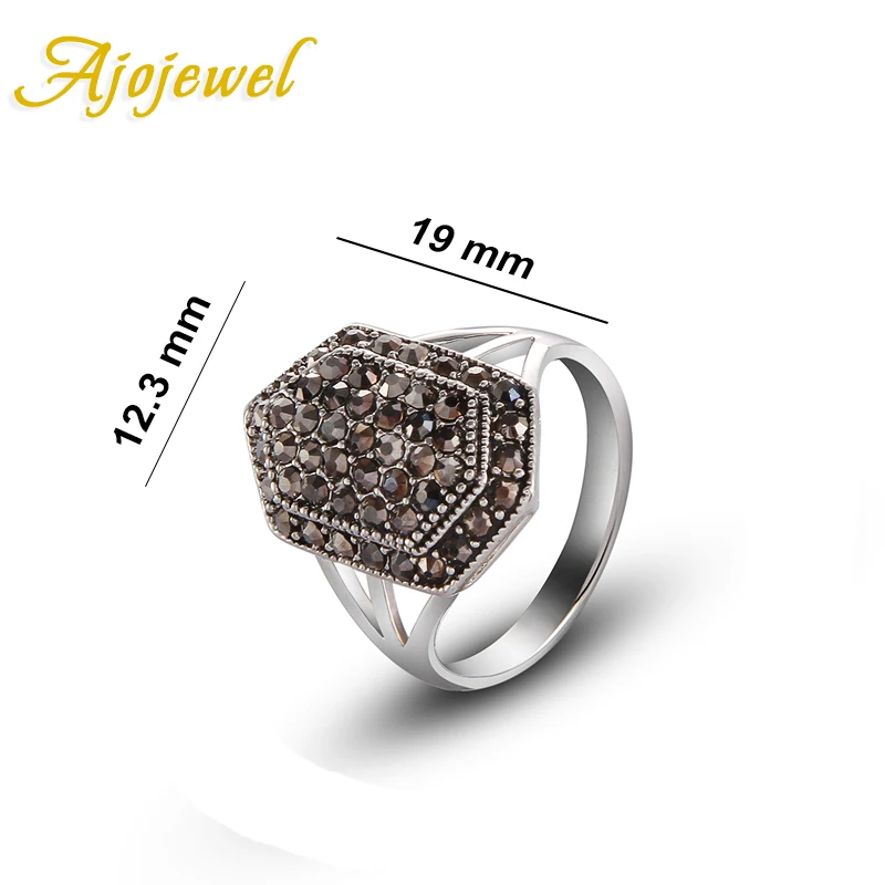 Ajojewelбрендовые женский антикварные ювелирные ретро чёрный ЧР камень щит женские