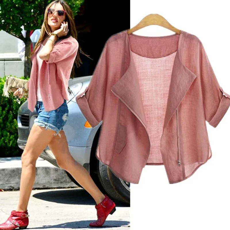 

Large Size XL-5XL Fashion Women Summer Autumn Sun-protective Clothing Blouse Blousa Casual Half Sleeve Cardigan Blouse feminine