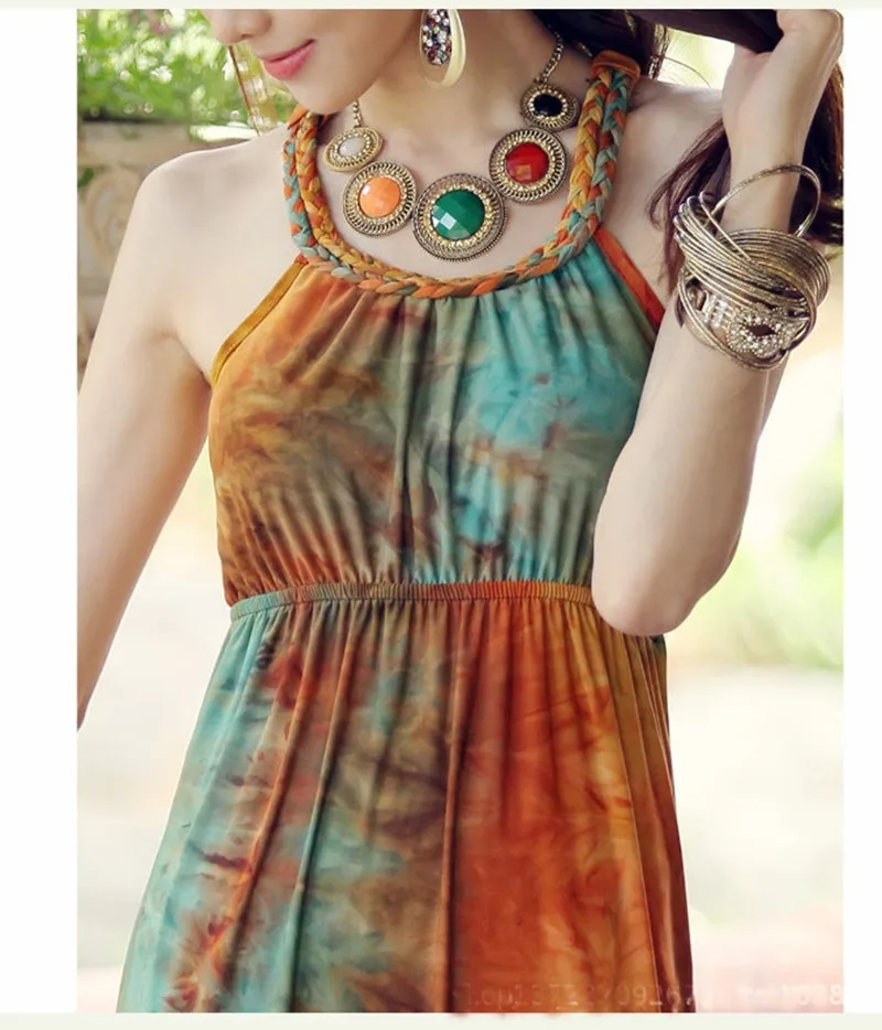 Новинка 2017 женские богемные v-образным вырезом Спагетти Ремень парадный вечерний