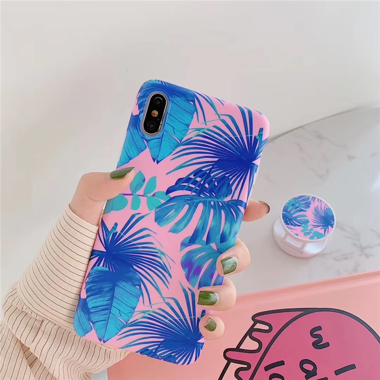 Модный розовый чехол для телефона с изображением листьев леса iphone XS Max XR X 6 7 8 Plus