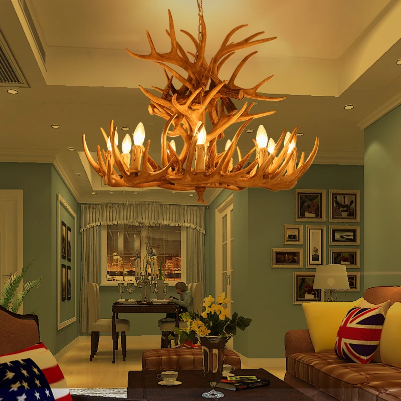 

Brown White Resin Antler Vintage Chandelier Lighting 4/6/9 Arms E14 Luxury Chandeliers For House Lighting Fixtures