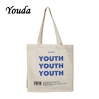 Youda оригинальные сумки с буквенным принтом, женская сумка, модные стильные женские холщовые сумки, однотонная женская сумка, Портативная сумка для покупок