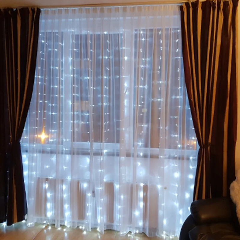 EU Plug 4.5x3m LED Icicle fairy String Lights 300 leds Christmas led Wedding Party Fairy Outdoor Curtain Garden Decor | Лампы и