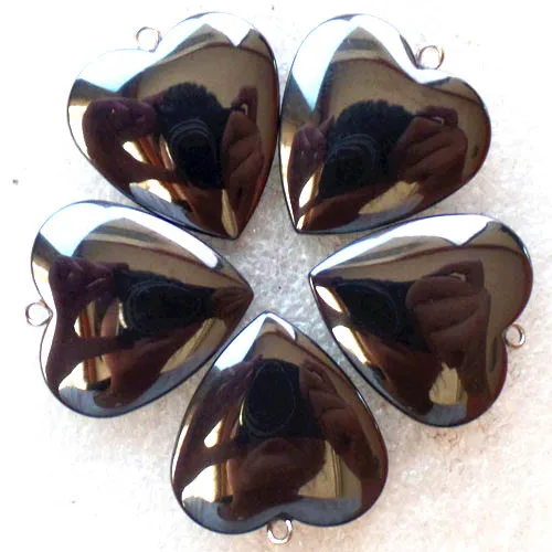 (5 шт./лот) оптовая продажа Подвеска Из Натурального Гематита в форме сердца 26x6 мм