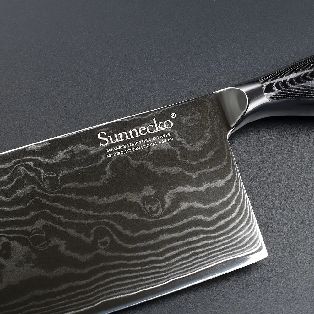 Нож Кливер SUNNECKO VG10 японский кухонный нож 7 дюймов 73 слоя лезвие из дамасской стали
