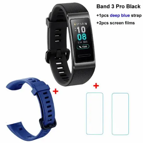 Pro x blue x film Смарт-браслет huawei Band 3/3 Pro, 0,95 дюймов, трекер для плавания, водонепроницаемый, Bluetooth, фитнес-трекер, сенсорный экран - Цвет: Pro x blue x film