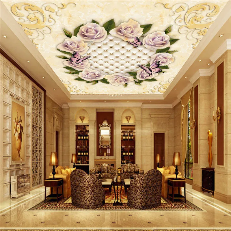 

Custom Photo Wall Murals 3D Ceiling Wallpapers Flowers Cameo Marble Florals Walls Papers for Living Room Bedding Room Home Decor