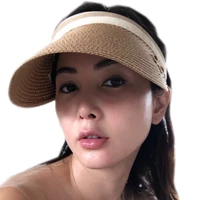 2021 new womens sun hats handmade straw visor caps parent child summer hat empty top beach hat