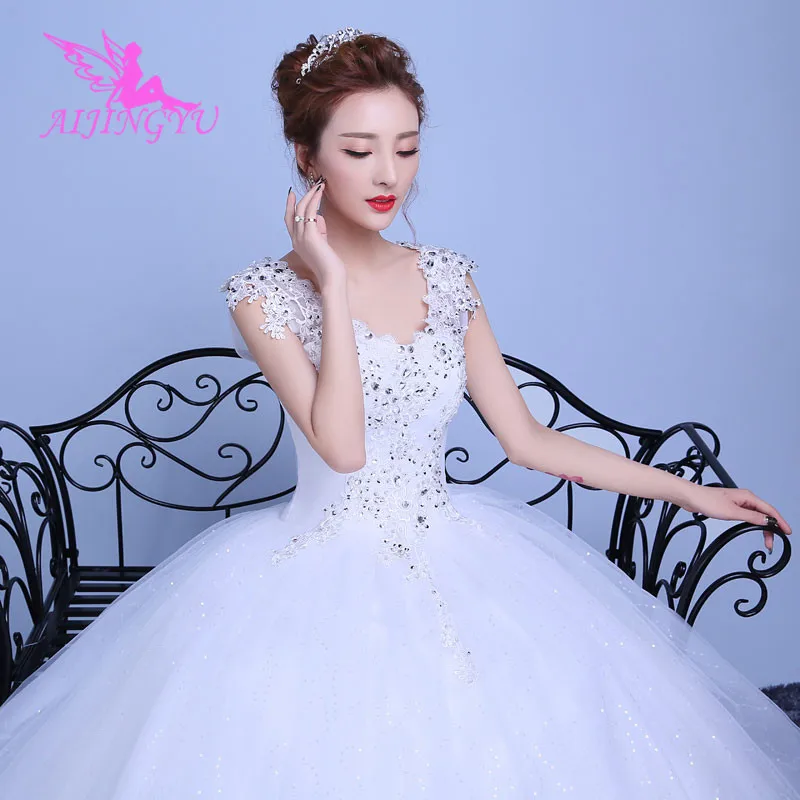 

AIJINGYU 2021 plus size Customized new hot selling cheap ball gown lace up back formal bride dresses wedding dress WK242