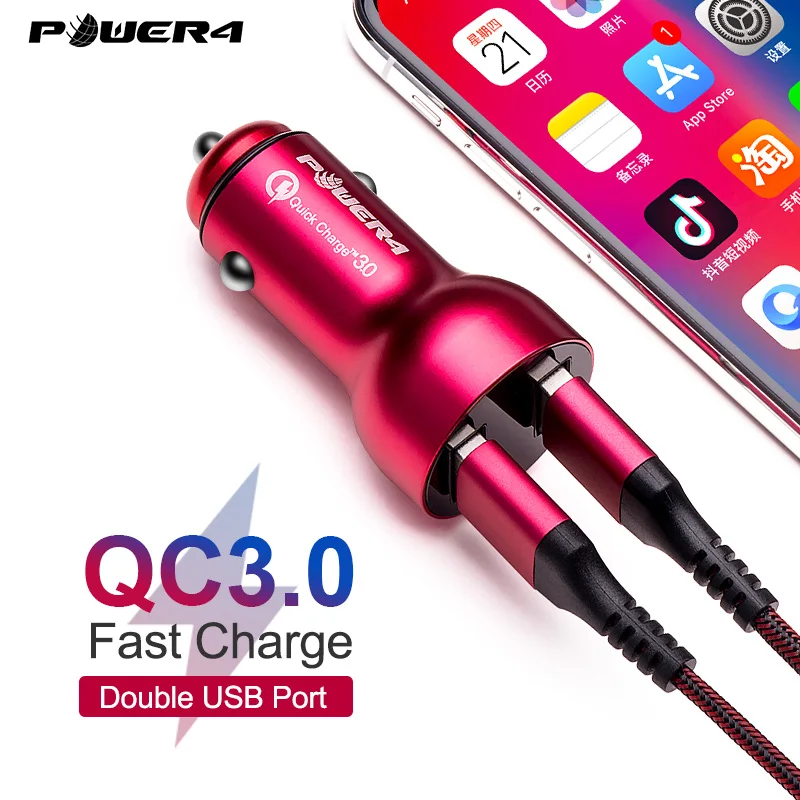 Power4 3A быстрое автомобильное зарядное устройство с двойным USB универсальный автомобильный адаптер мини зарядное устройство s для huawei Xiaomi iPhone PD автомобильное зарядное устройство для телефона