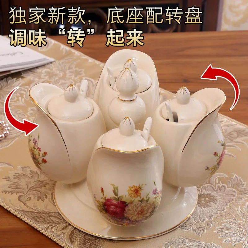 Вращающаяся Европейская керамическая приправа бутылка для приправ Набор банок