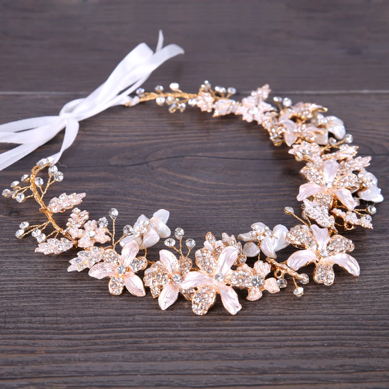 Handmade Silver Color Flower Hair Jewelry Headband Headpiece Crystal Rhinestone Hairband Bridal Women Wedding Accessories | Украшения и