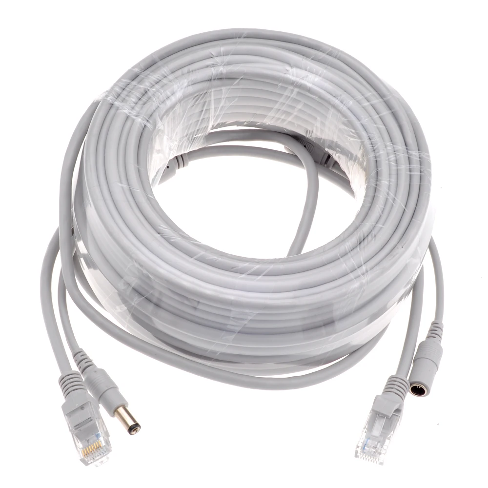 Кабель Ethernet SUCAM 5 м/10 м/15 м/20 м/30 м CAT5/CAT 5e серый кабель питания RJ45 + DC для ip камер NVR