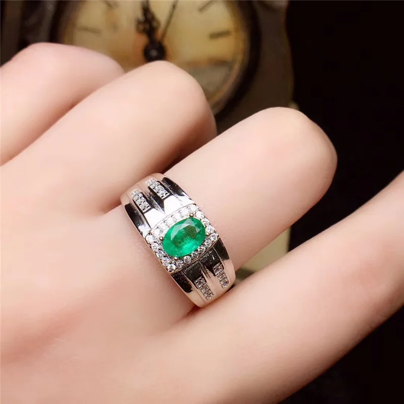PROCOGEM, натуральный изумруд, сапфир, рубин, кольца для мужчин, Anninversary, вечерние, 4x6 мм, настоящие драгоценные камни, хорошее ювелирное изделие, 925 пробы, серебро#511