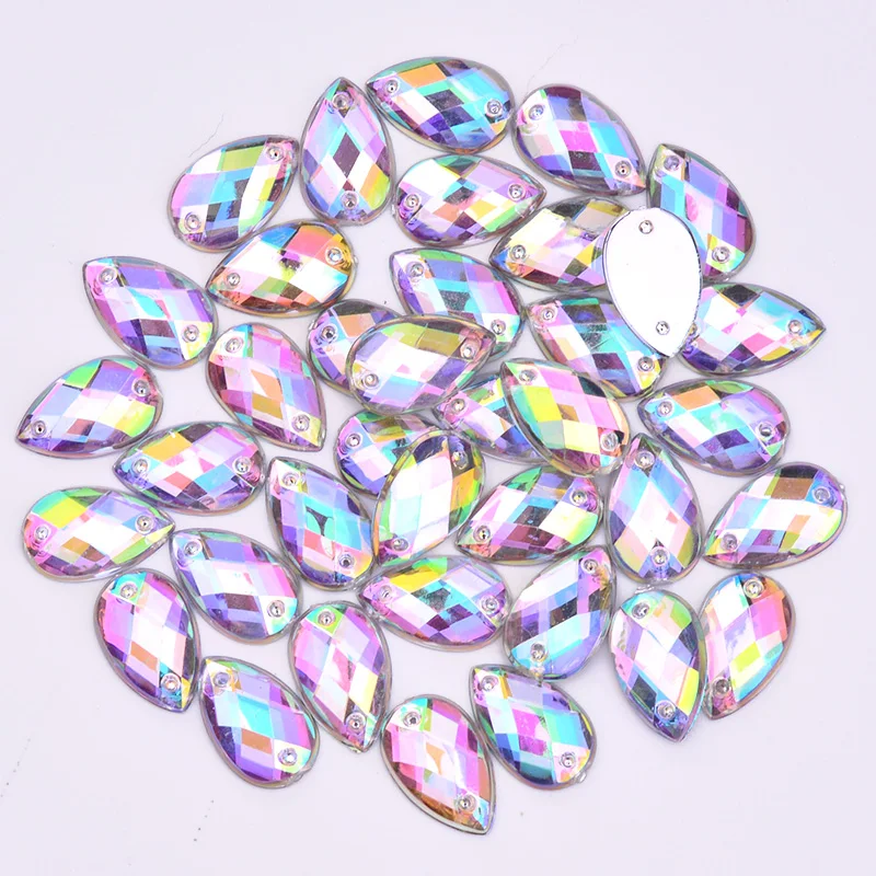 JUNAO 8x13mm 13x18mm Light Purple Crystal Sew On Acrylic Rhinestones Flat Back Stones Drop Strass Sewing for DIY Clothes | Дом и сад