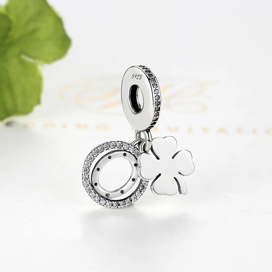 925 пробы Серебряный Клевер счастливый день четкие CZ подвески подходят для