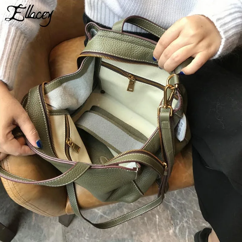 Женские сумки из коровьей кожи Ellacey винтажные натуральной с подушкой модные