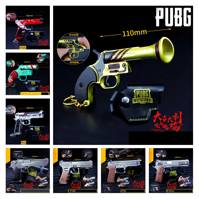 

Game PUBG Playerunknown's Battlegrounds Cosplay Props Signal Gun Pistol SKS Keychain Pendant Metal Key ring Toys 6Pcs/Set New