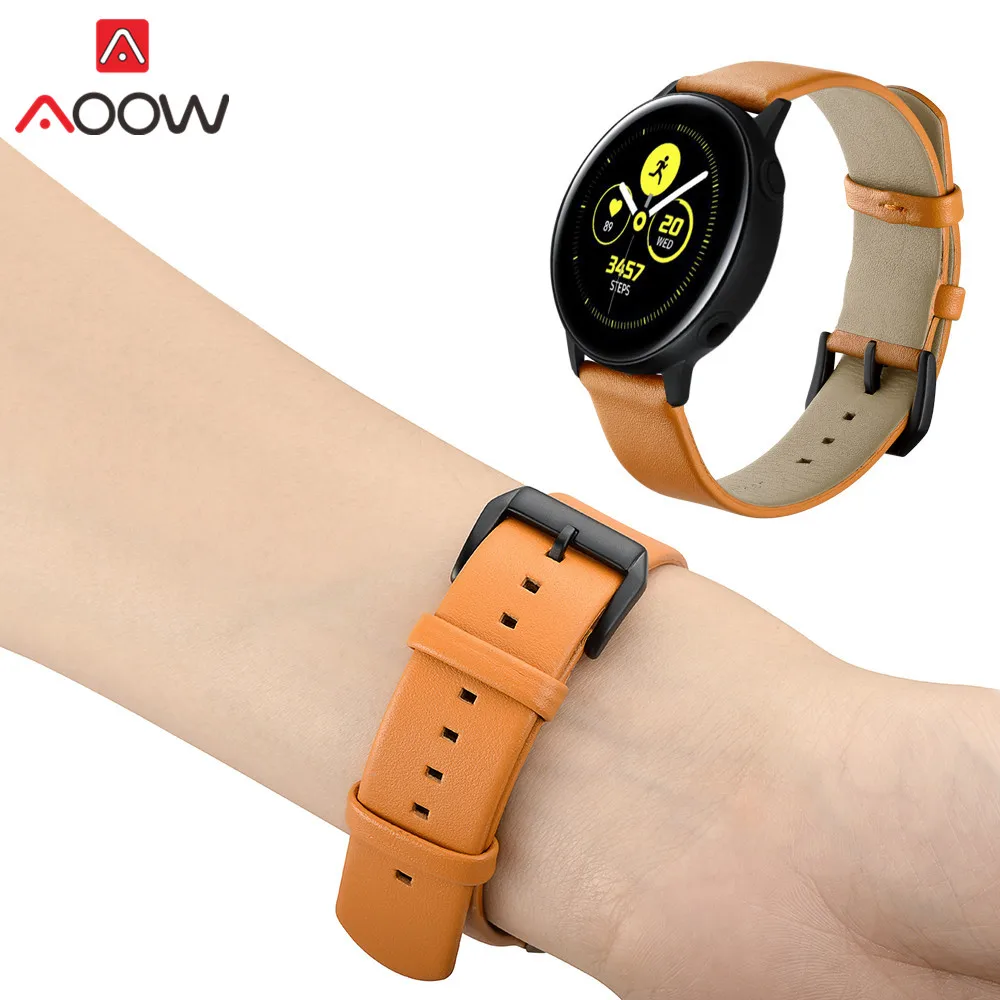 Ремешок из натуральной кожи для Samsung Galaxy Watch Active браслет Gear Sport S2 classic Amazfit Garmin vivoactive