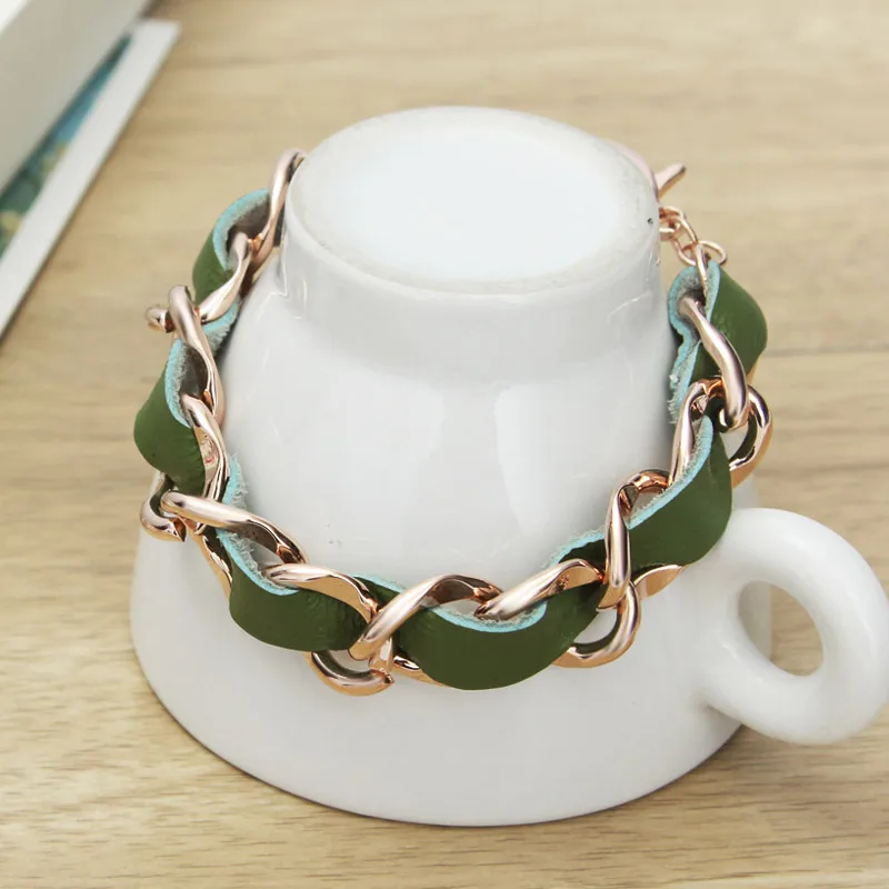 Neoglory модные браслеты и в стиле панк с цепочкой розового золота для женщин