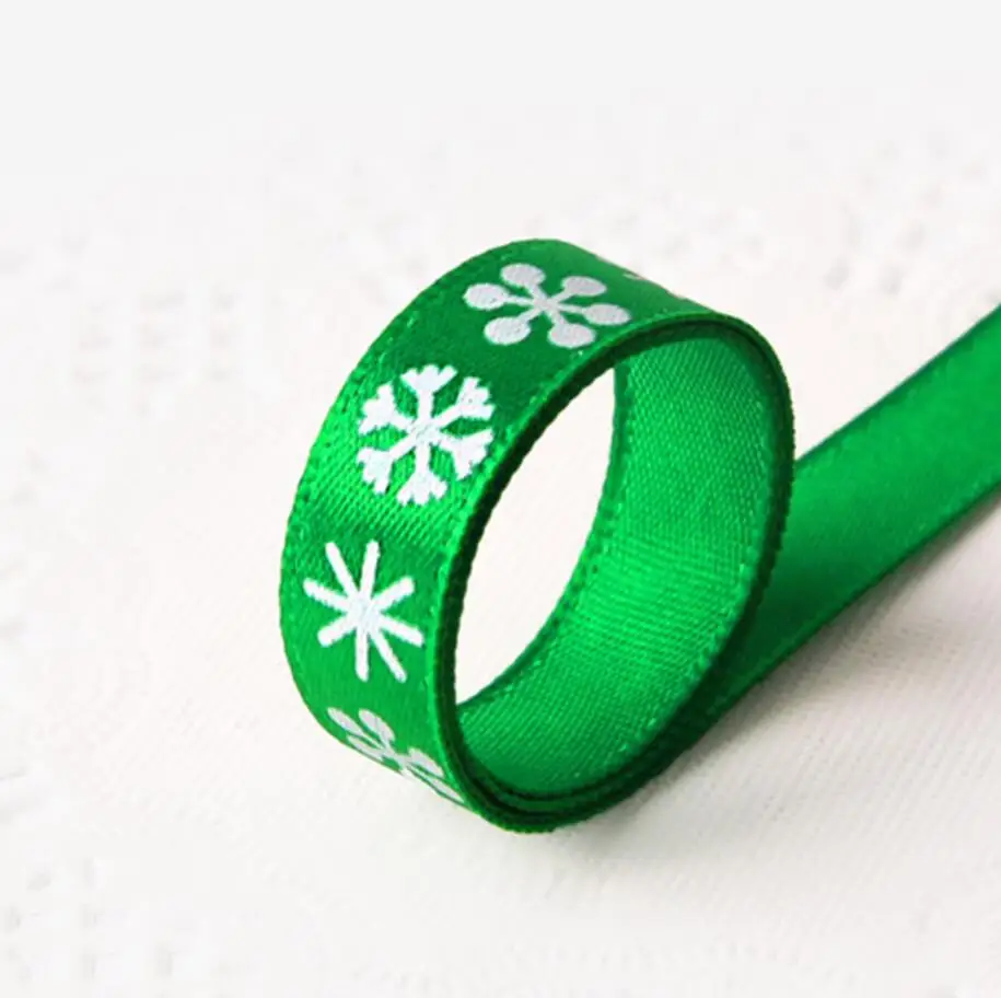 10MM Green 6yards 40 мм* 6 ярдов снежинка снег красный белый ленты для печенья торт упаковка Свадебные украшения и рождественские подарки упаковка - Цвет: 10MM Green 6yards