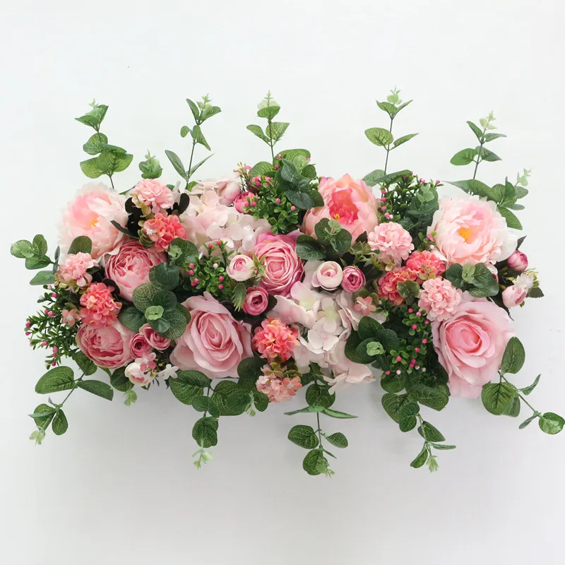 Pink JAROWN искусственная Роза Гортензия пион ряд цветов DIY Свадебная вечеринка Декор сцена на фотографии сценические эффекты украшения Флорес - Цвет: Pink