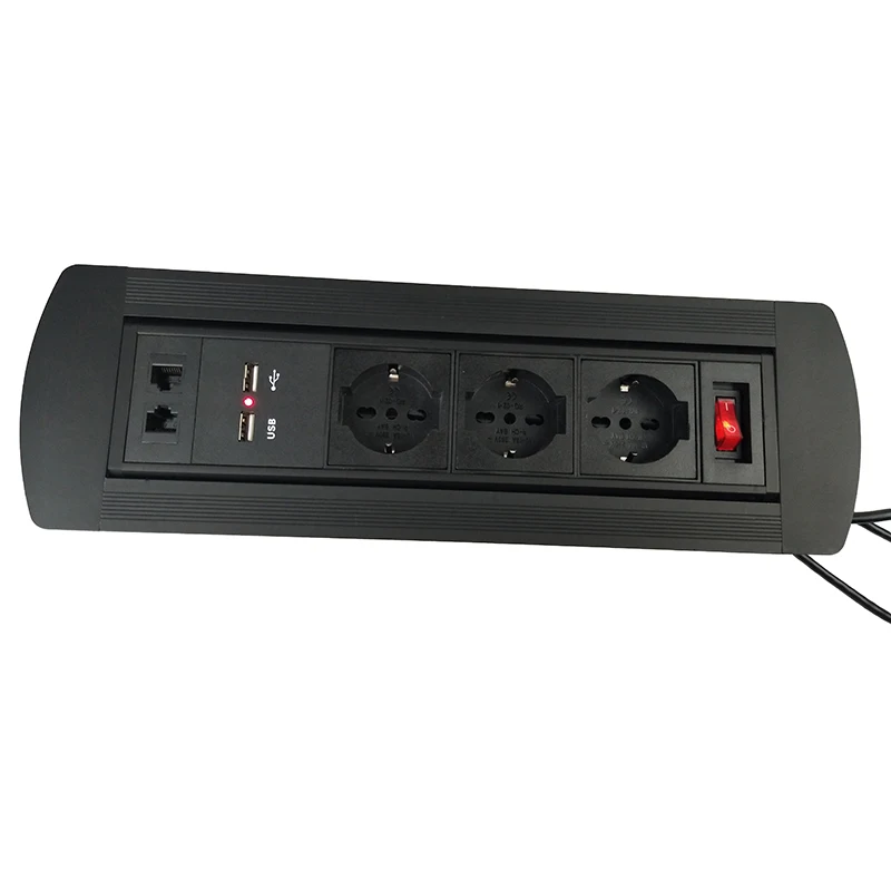 Штепсельная розетка для настольного ПК скрытое Ручное Вращение кабель RJ45 USB