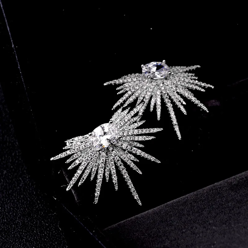 Серьги 925S с солнечным цветком и звездой женские модные ювелирные аксессуары