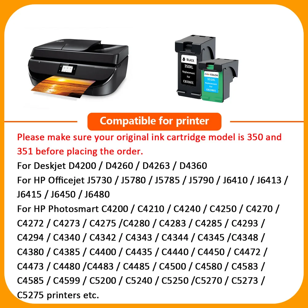 Черные чернила для принтера HP 350 350XL Deskjet D4260 J5780 Photosmart C4480 CB335E 2 шт. | Компьютеры и