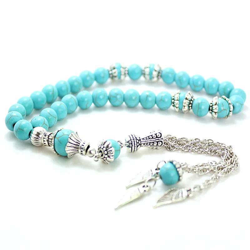 8 мм синий камень круглой формы 33 молитвенные бусины исламский брикет Аллах