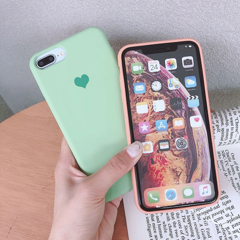 Чехол для телефона XS Max с милым сердечком iPhone XR жидкий силиконовый мягкий чехол xs x