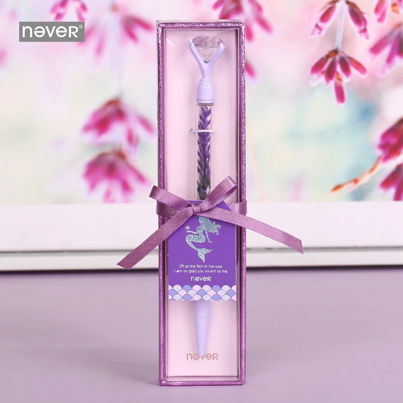

Never Mermaid Series Ballpoint Pen Luxury Purple Lavender Gem Pen 0.7mm Rollerball Pen Office & School Supplies Gift Stationery
