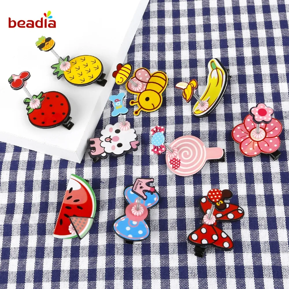 Rubber Hair Pins For Girls Fruit Shape Baby Accessories Children Cartoon Spring Clips Festival Party Decoration | Дом и сад