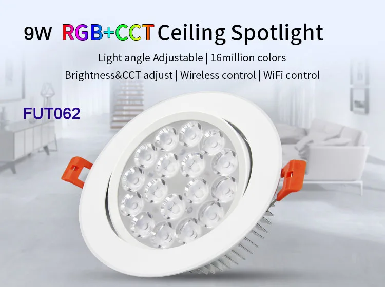 FUT062 9W Miboxer 6 Вт/9 Вт/12 Вт/15 Вт/18 Вт RGB+ CCT светодиодный потолочный светильник с регулируемой яркостью AC110V 220 В FUT062/FUT063/FUT066/FUT068/FUT069 - Испускаемый цвет: FUT062 9W