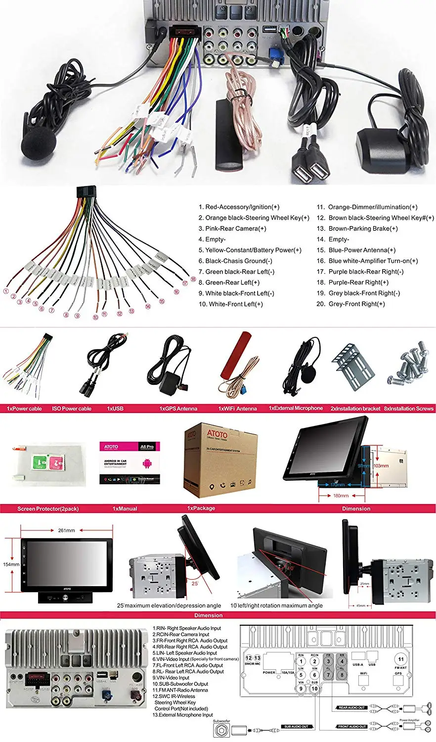 

ATOTO A6 Pro 2 Din Android Car GPS Stereo/2x Bluetooth & aptX & 10.1in IPS Display/A6Y1021PR/Indash Multimedia Radio/WiFi USB