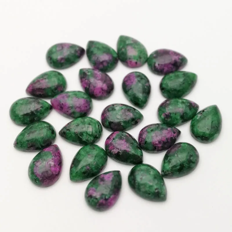 

Fashion natural epidote stone beads charms 10X14mm Red green teardrop CAB CABOCHON no hole Free shipping 50pcs wholesale