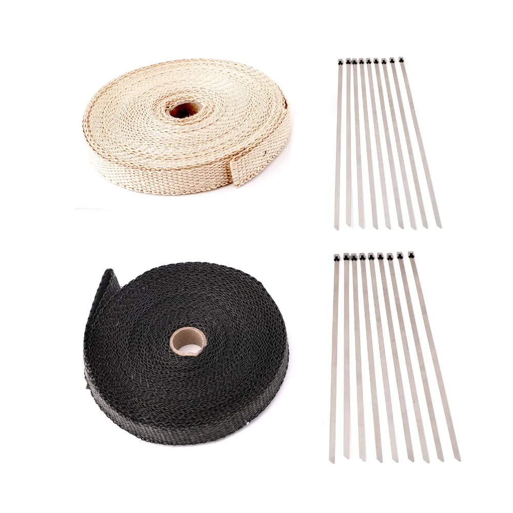Areyourshop Car 4/5&quot 50Ft New Fiberglass Exhaust Header Pipe Heat Wrap Tape + 10 Ties Kit Auto accessories | Автомобили и