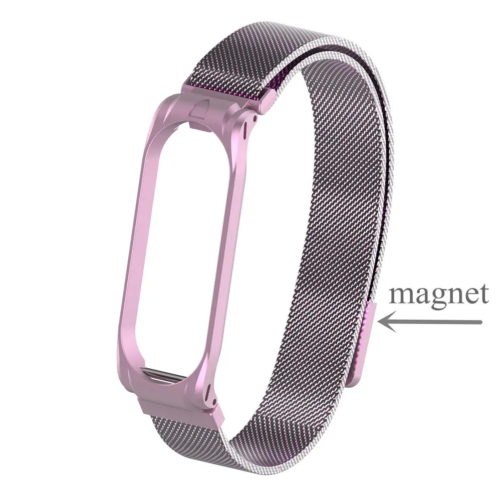 magnetrose pink Mi Band 4 3 металлический ремешок с магнитной пряжкой браслет на запястье ремешок из нержавеющей стали NFC Браслет для Xiao mi Band 3 4 - Цвет: magnetrose pink