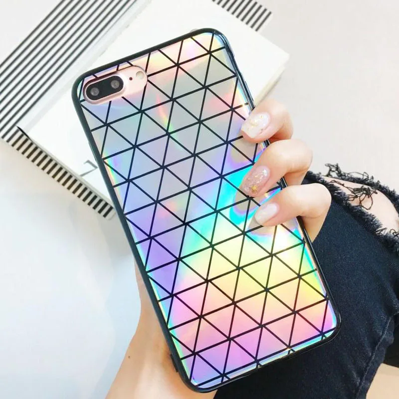 100PCS Laser Shining Cases Cover for iPhone 7 8 X XS XR MAX Case Rainbow Back Phone Shell For By Free DHL |