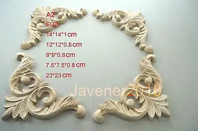 

A2-23x23cm Wood Carved Corner Onlay Applique Unpainted Frame Door Decal Working carpenter Cabinet