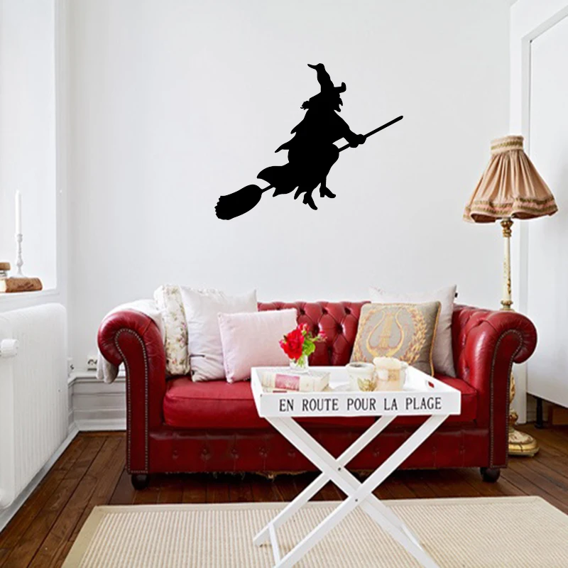 

58cm x 46.4cm 2 x Witch On Broom Witches Halloween (one For Each Side)Car Sticker For Truck Door Side Vinyl Decal 8 Colors