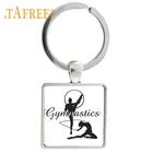 TAFREE Художественный гимнастический брелок для ключей гимнастика фигурка фигуры брелок квадратной формы стеклянные подвески ювелирные изделия GY190