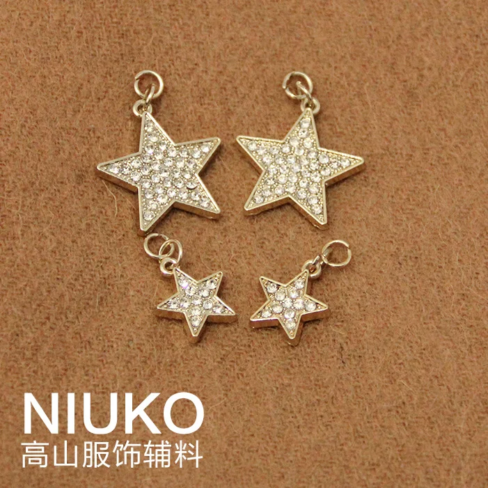 Gold metal full crystals star DIY pendant ornament fashion decorative button zipper shoes bags accessories | Украшения и