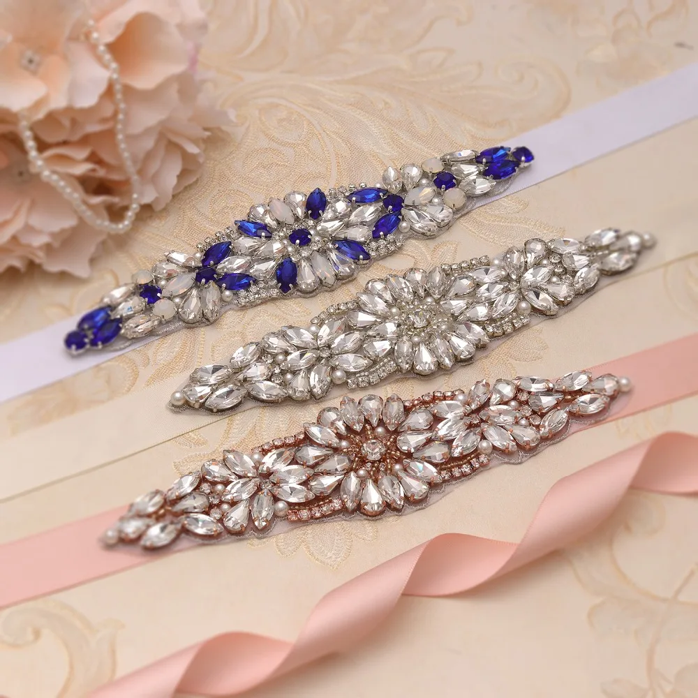 Yanstar жемчуг пояс невесты серебряные стразы ремешок для свадебного платья Лента