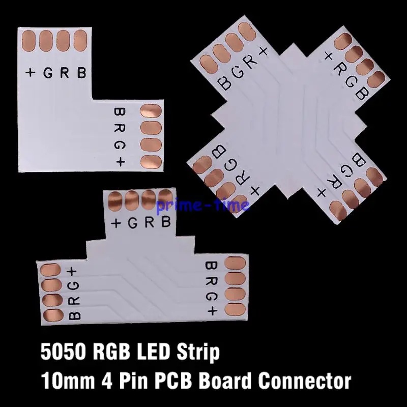 10 шт. 10 мм 4PIN L или T X (Cross) Форма Соединитель Платы PCB Без Пайки для 5050 RGB Цветной Светодиодной Полосы Света.
