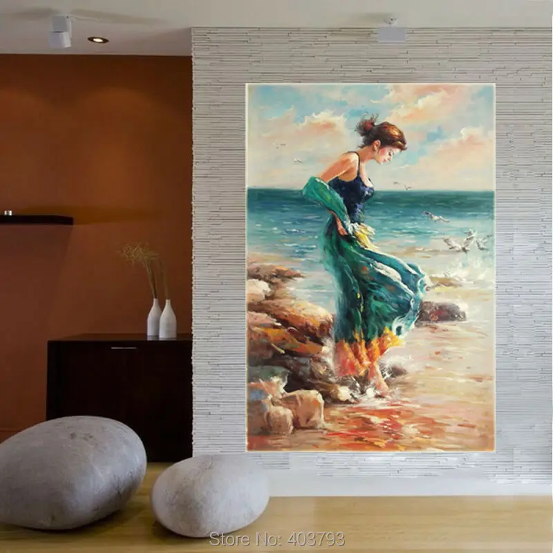 100% роспись вручную абстрактное искусство холст картина маслом фигурка женщины