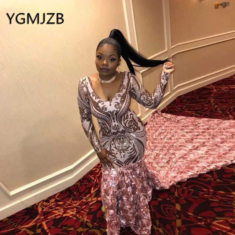 Длинное вечернее платье русалки черное для выпускного вечера с блестками